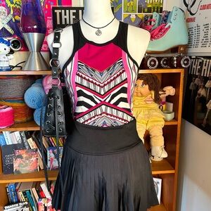 Fuchsia pink and black zebra print bodycon dress